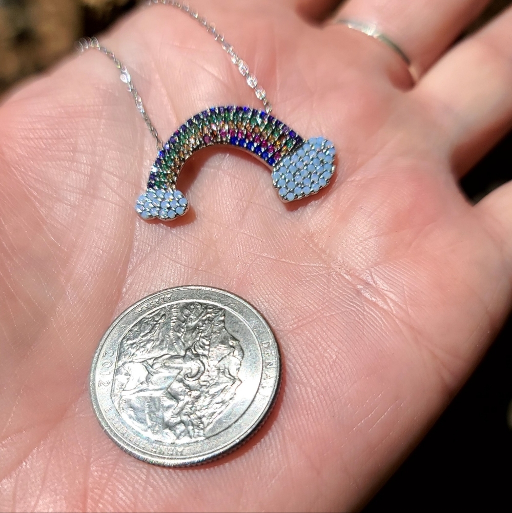 Opal Cloud Multi Gem Rainbow Sterling Necklace - image 6